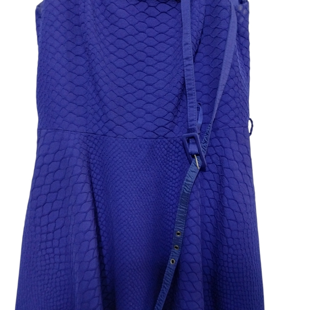 Armani Exchange Square Neckline Textured Skater Dress Women's 8 Belted - Picture 3 of 4